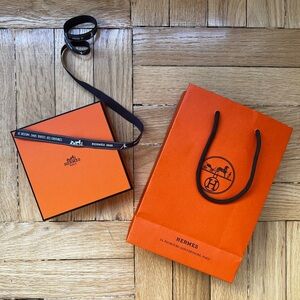 Hermes Orange Gift Bag, Box and Ribbon